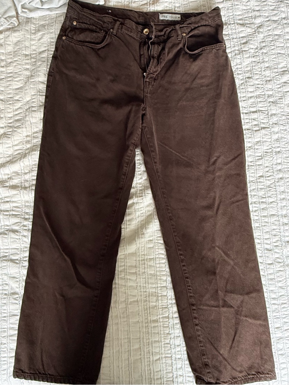 Zara Women's Straight-Leg Jeans in Deep Brown